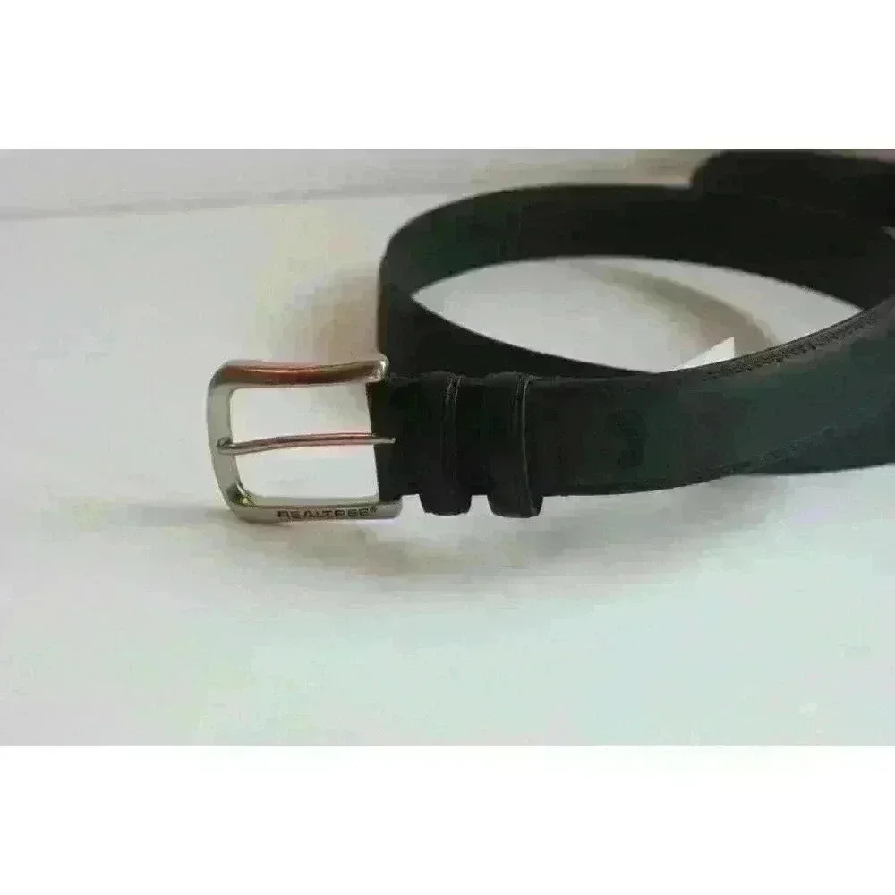 Real Tree Black Dress Belt Casual Fit Size 42/102 Black Genuine‎ Leather NWT